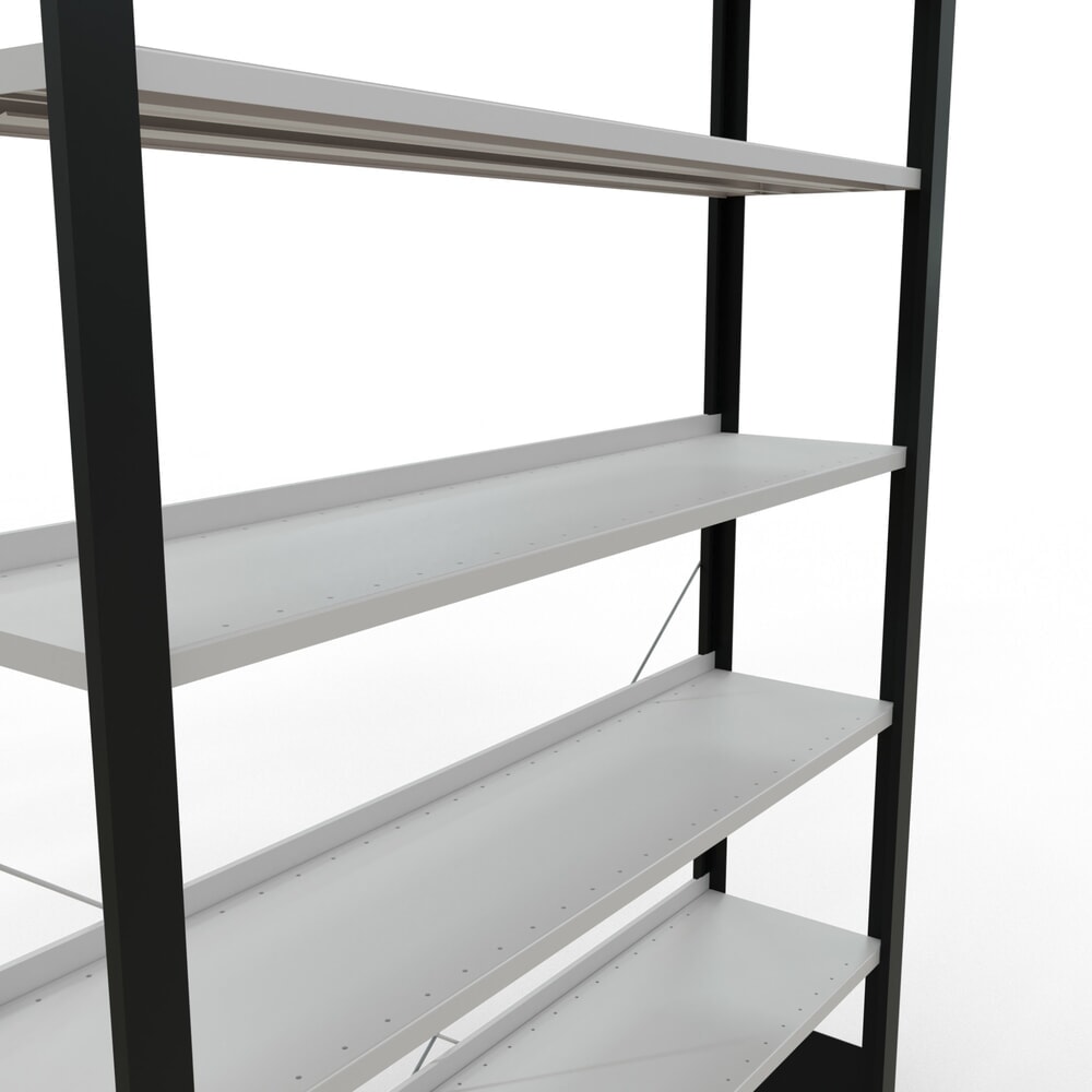 Produktabbildung Nr. 4: SCHULTE Aktenregal GF, einseitig, mit Endanschlägen, FL 85 kg, schwarz, HxBxT 2.300 x 1.300 x 300 mm