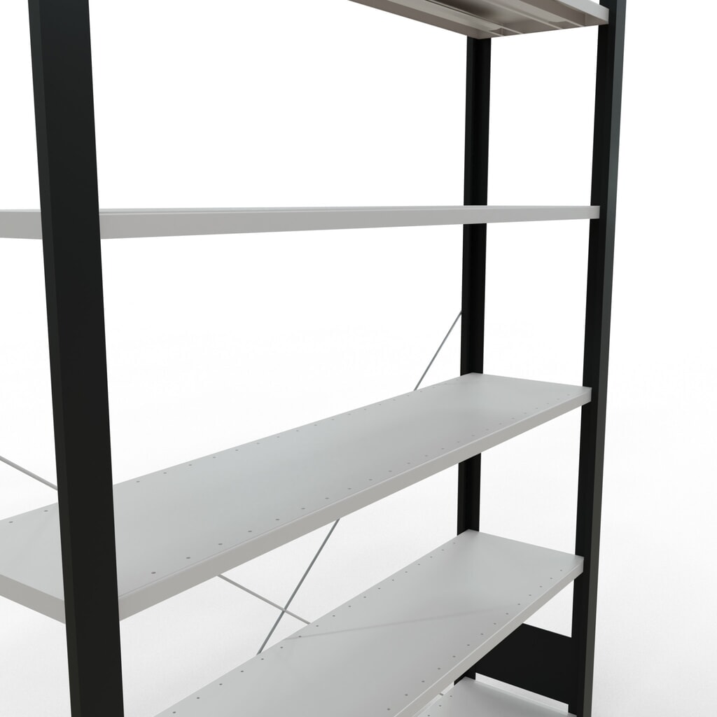 Produktabbildung Nr. 4: SCHULTE Aktenregal GF, einseitig, ohne Endanschläge, FL 85 kg, schwarz, HxBxT 2.000 x 1.300 x 300 mm