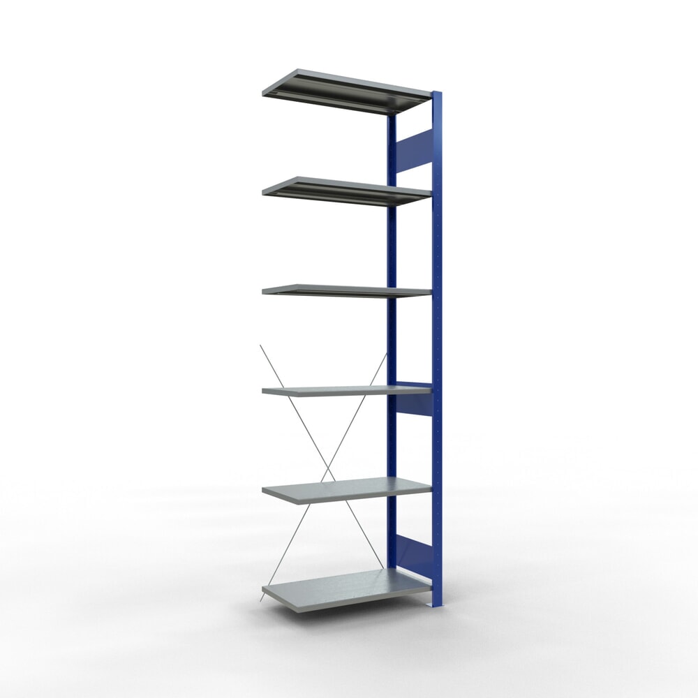 Produktabbildung: SCHULTE Fachbodenregal, AF, enzianblau/verzinkt, FL 150 kg, HxBxT 2.500 x 750 x 400 mm