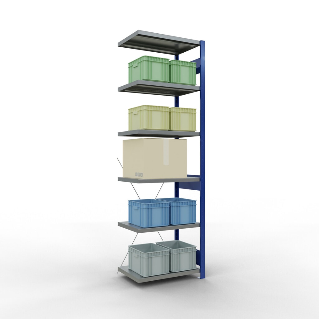 SCHULTE Fachbodenregal, AF, enzianblau/verzinkt, FL 250 kg, HxBxT 2.500 x 750 x 500 mm Produktabbildung Nr. 3: SCHULTE Fachbodenregal, AF, enzianblau/verzinkt, FL 250 kg, HxBxT 2.500 x 750 x 500 mm