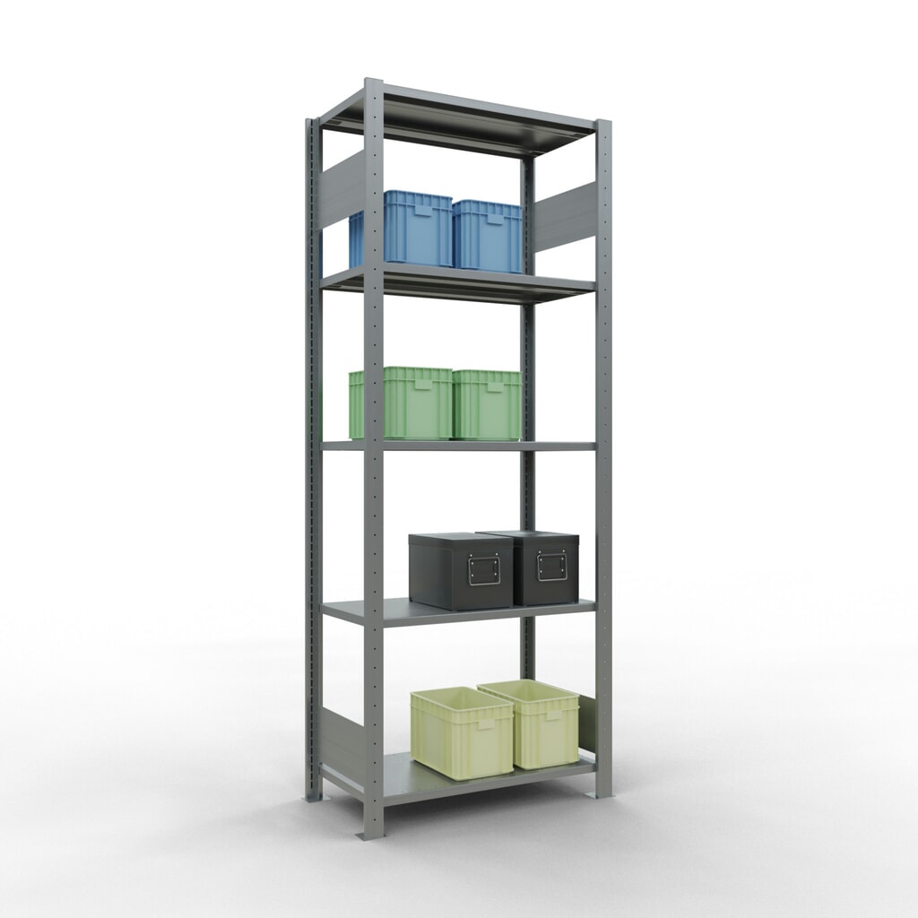 Produktabbildung Nr. 2: SCHULTE Fachbodenregal verzinkt mit 5 Stahlblechböden, Fachlast 150 kg, HxBxT 2.000 x 810 x 436 mm