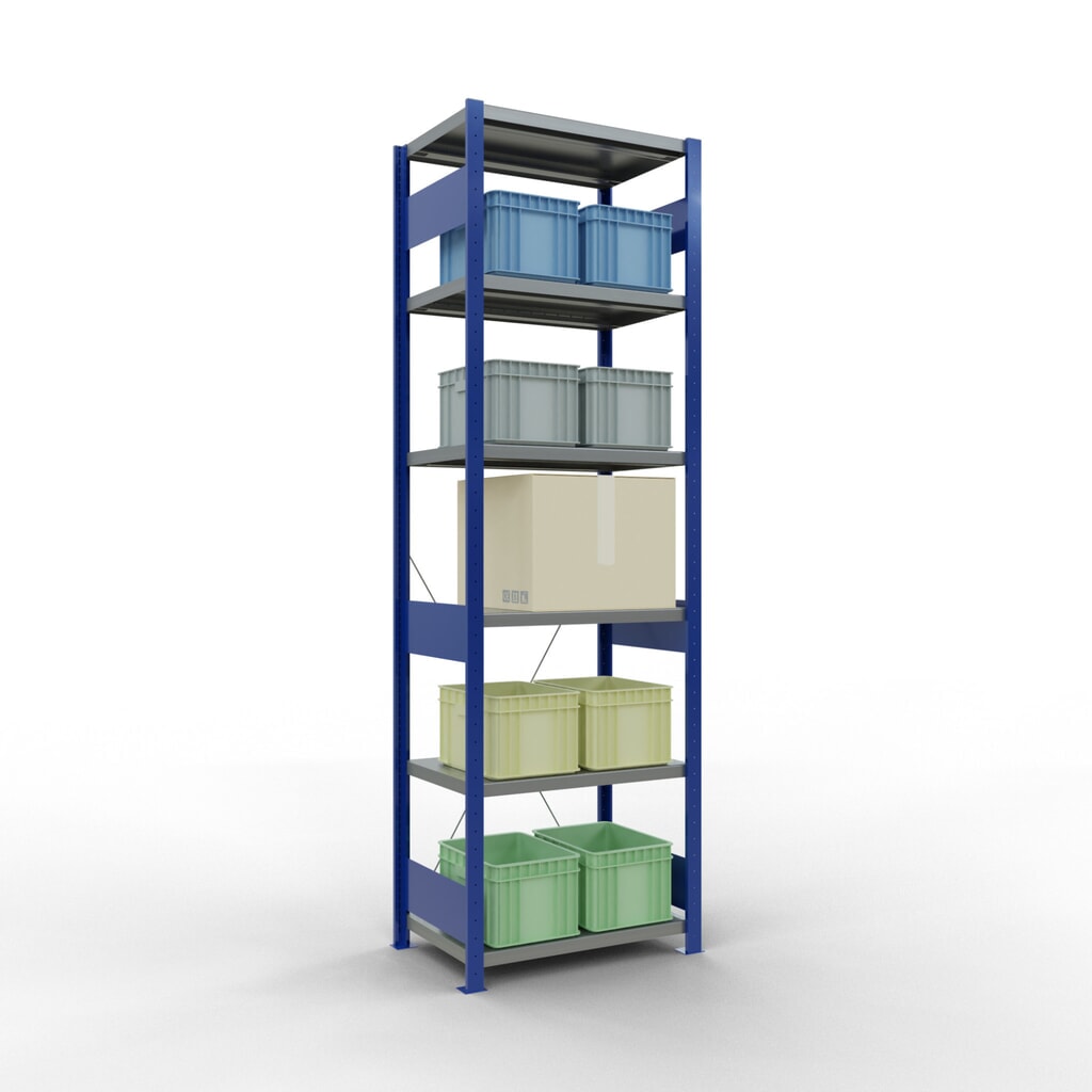 SCHULTE Fachbodenregal, enzianblau/verzinkt, Fachlast 250 kg, HxBxT 2.500 x 810 x 536 mm Produktabbildung Nr. 3: SCHULTE Fachbodenregal, enzianblau/verzinkt, Fachlast 250 kg, HxBxT 2.500 x 810 x 536 mm