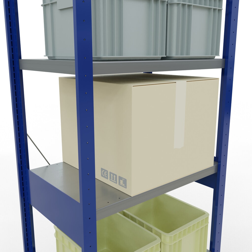 SCHULTE Fachbodenregal, enzianblau/verzinkt, Fachlast 250 kg, HxBxT 2.500 x 810 x 536 mm Produktabbildung Nr. 4: SCHULTE Fachbodenregal, enzianblau/verzinkt, Fachlast 250 kg, HxBxT 2.500 x 810 x 536 mm
