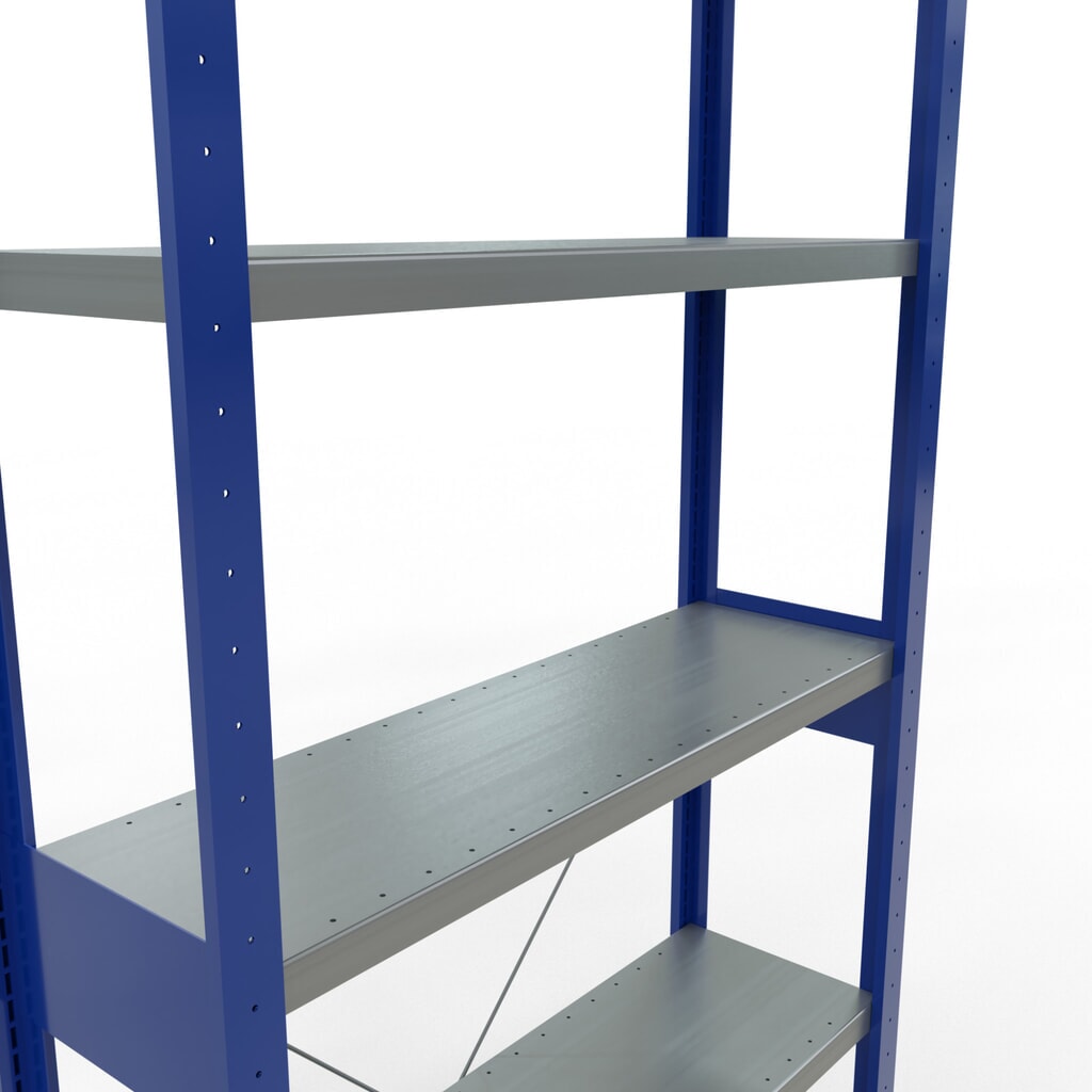 SCHULTE Fachbodenregal enzianblau/verzinkt, Fachlast 330 kg, HxBxT 2.500 x 1.060 x 336 mm Produktabbildung Nr. 5: SCHULTE Fachbodenregal enzianblau/verzinkt, Fachlast 330 kg, HxBxT 2.500 x 1.060 x 336 mm