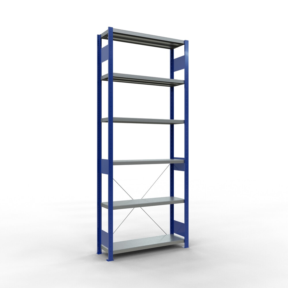 Produktabbildung: SCHULTE Fachbodenregal enzianblau/verzinkt, Fachlast 330 kg, HxBxT 2.500 x 1.060 x 336 mm