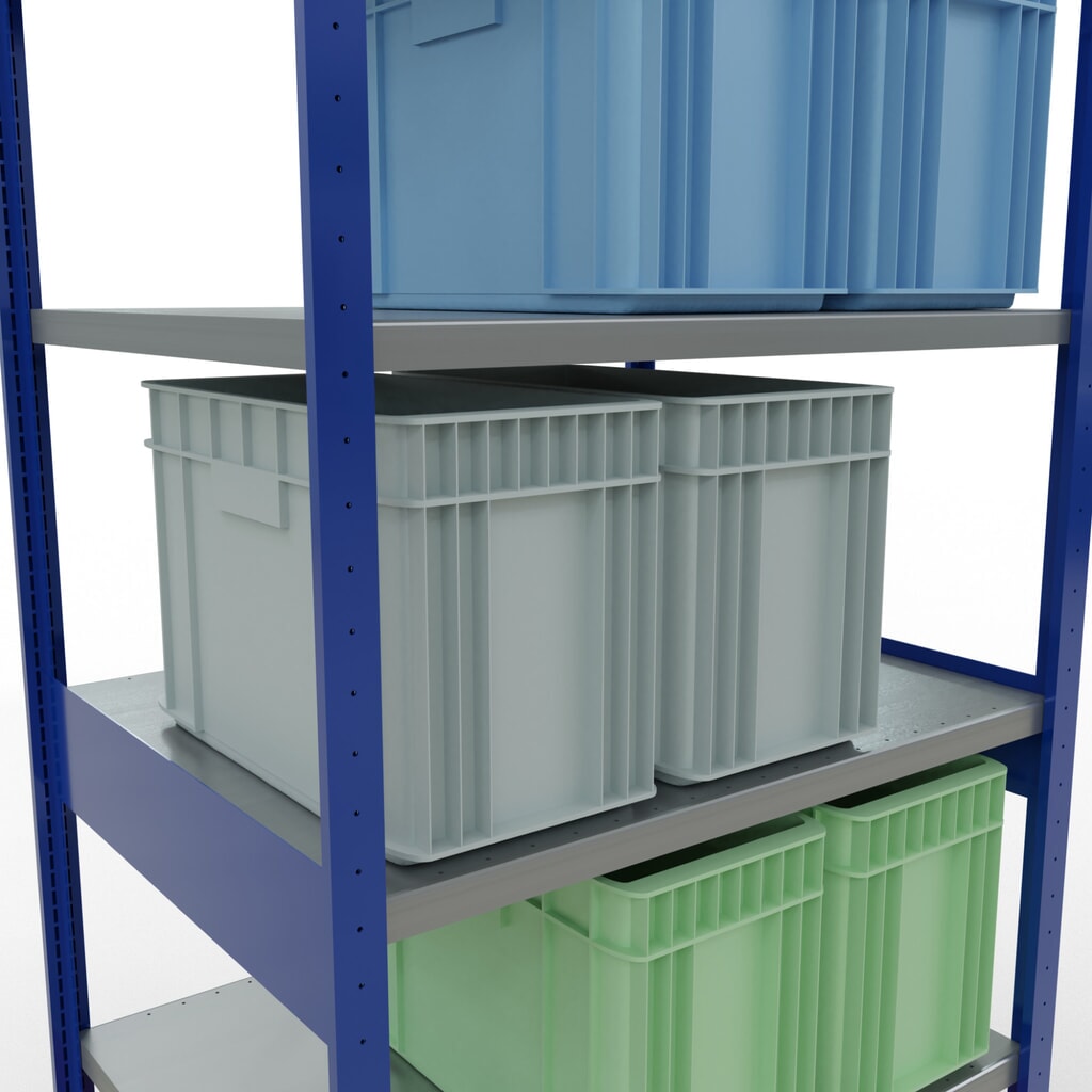 SCHULTE Fachbodenregal enzianblau/verzinkt, Fachlast 330 kg, HxBxT 2.500 x 1.060 x 836 mm Produktabbildung Nr. 4: SCHULTE Fachbodenregal enzianblau/verzinkt, Fachlast 330 kg, HxBxT 2.500 x 1.060 x 836 mm