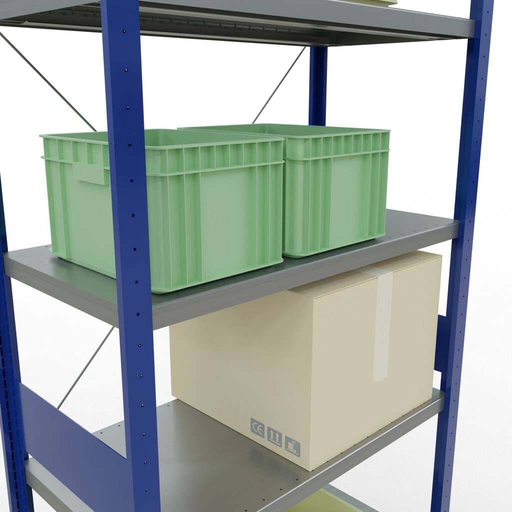SCHULTE Fachbodenregal enzianblau/verzinkt, Fachlast 330 kg, HxBxT 3.000 x 1.060 x 536 mm Produktabbildung Nr. 4: SCHULTE Fachbodenregal enzianblau/verzinkt, Fachlast 330 kg, HxBxT 3.000 x 1.060 x 536 mm