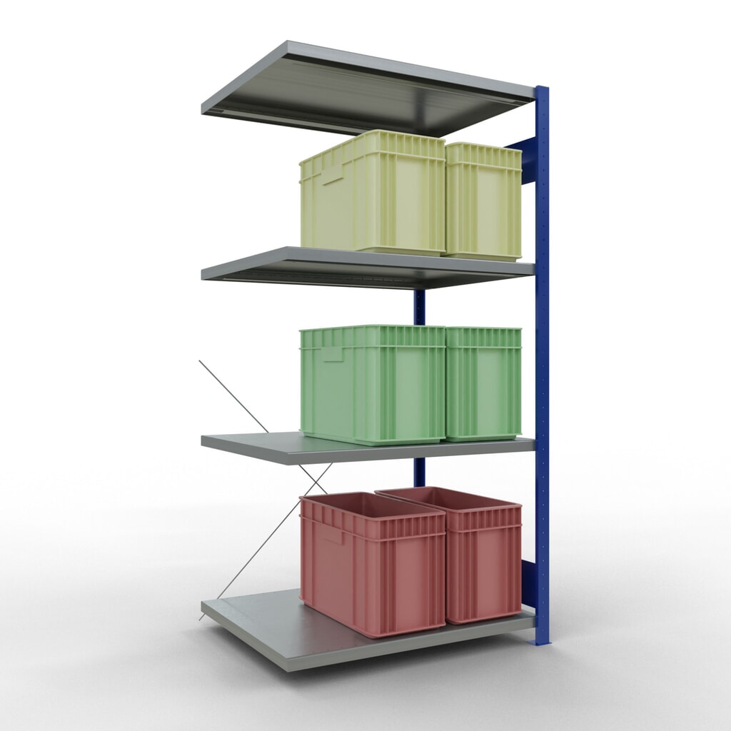 SCHULTE Fachbodenregal Steckmontage, AF, FL 330 kg, enzianblau/verzinkt, HxBxT 2.000 x 1.000 x 800 mm Produktabbildung Nr. 3: SCHULTE Fachbodenregal Steckmontage, AF, FL 330 kg, enzianblau/verzinkt, HxBxT 2.000 x 1.000 x 800 mm