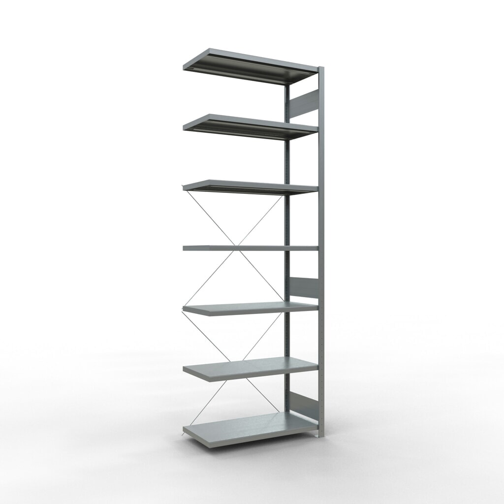 Produktabbildung: SCHULTE Fachbodenregal Steckmontage, AF, FL 330 kg, verzinkt, HxBxT 3.000 x 1.000 x 500 mm