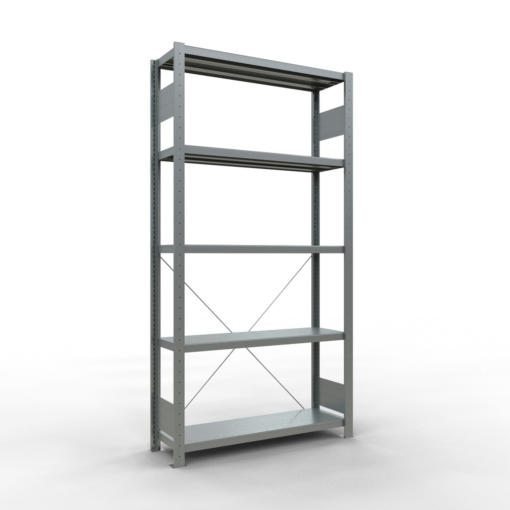 SCHULTE Fachbodenregal verzinkt mit 5 Stahlblechböden, Fachlast 330 kg, HxBxT 2.000 x 1.060 x 336 mm Produktabbildung Nr. 1: SCHULTE Fachbodenregal verzinkt mit 5 Stahlblechböden, Fachlast 330 kg, HxBxT 2.000 x 1.060 x 336 mm
