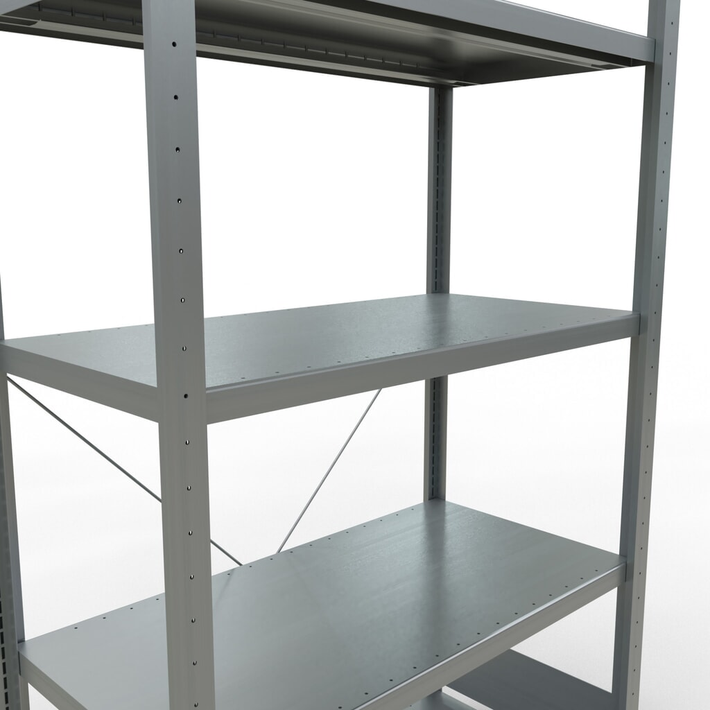 SCHULTE Fachbodenregal verzinkt mit 5 Stahlblechböden, Fachlast 330 kg, HxBxT 2.000 x 1.060 x 536 mm Produktabbildung Nr. 5: SCHULTE Fachbodenregal verzinkt mit 5 Stahlblechböden, Fachlast 330 kg, HxBxT 2.000 x 1.060 x 536 mm