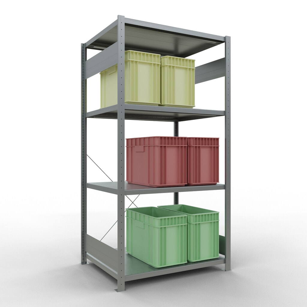 SCHULTE Fachbodenregal verzinkt mit 5 Stahlblechböden, Fachlast 330 kg, HxBxT 2.000 x 1.060 x 836 mm Produktabbildung Nr. 3: SCHULTE Fachbodenregal verzinkt mit 5 Stahlblechböden, Fachlast 330 kg, HxBxT 2.000 x 1.060 x 836 mm