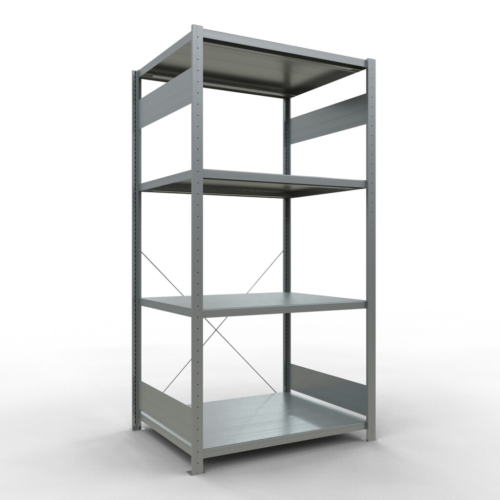 SCHULTE Fachbodenregal verzinkt mit 5 Stahlblechböden, Fachlast 330 kg, HxBxT 2.000 x 1.060 x 836 mm Produktabbildung: SCHULTE Fachbodenregal verzinkt mit 5 Stahlblechböden, Fachlast 330 kg, HxBxT 2.000 x 1.060 x 836 mm