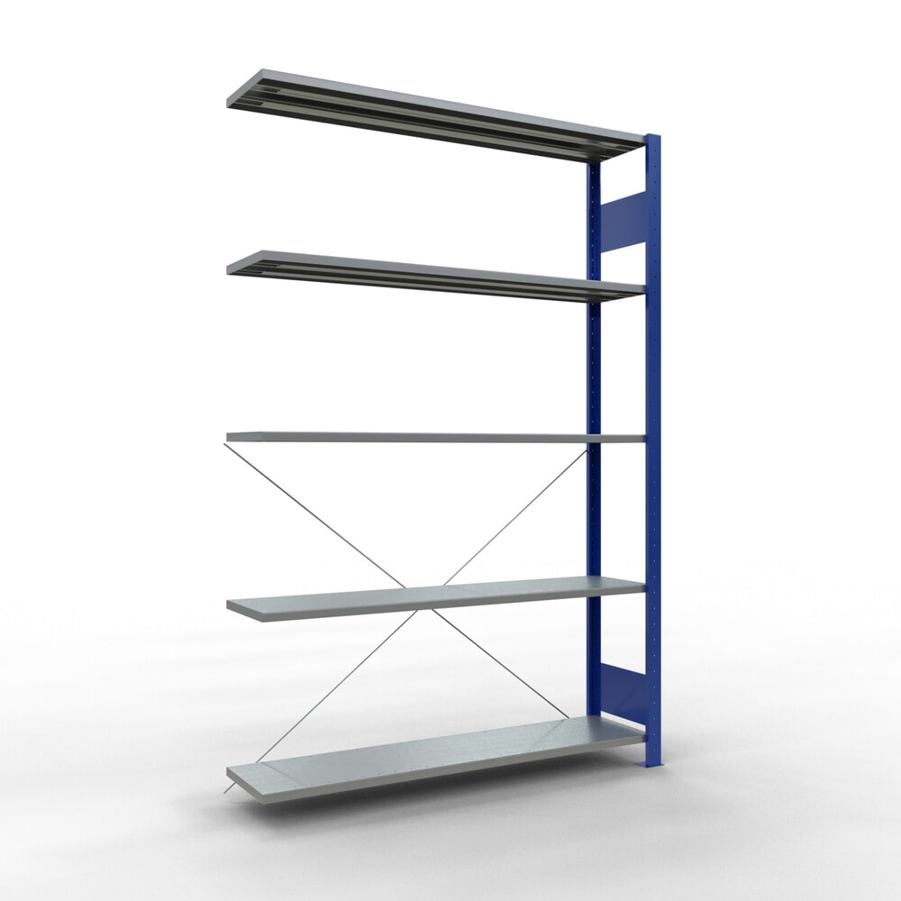 Produktabbildung: SCHULTE Fachbodenregal Stecksystem, AF, FL 150 kg, enzianblau/verzinkt, HxBxT 2.000 x 1.300 x 300 mm