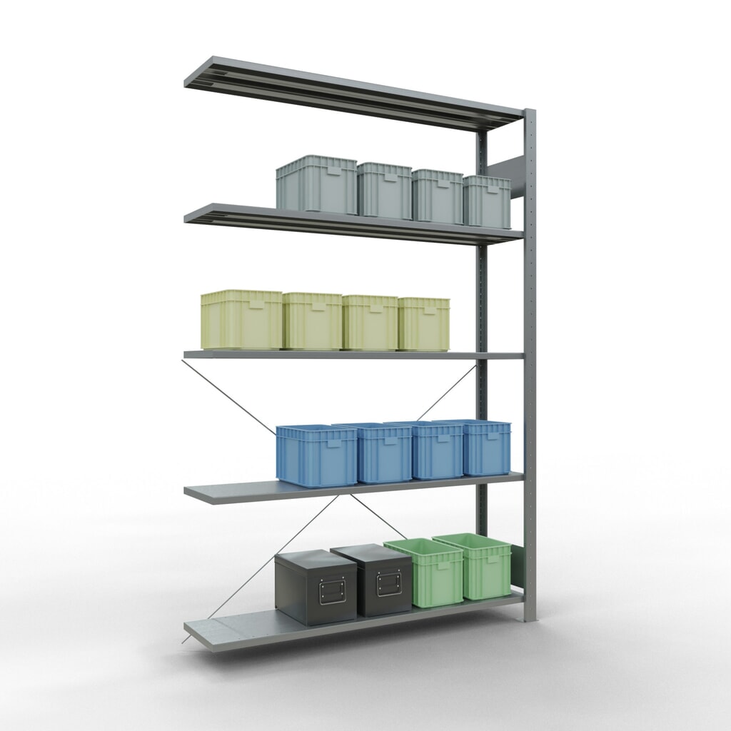 SCHULTE Fachbodenregal Stecksystem, AF, FL 150 kg, verzinkt, HxBxT 2.000 x 1.300 x 300 mm Produktabbildung Nr. 4: SCHULTE Fachbodenregal Stecksystem, AF, FL 150 kg, verzinkt, HxBxT 2.000 x 1.300 x 300 mm