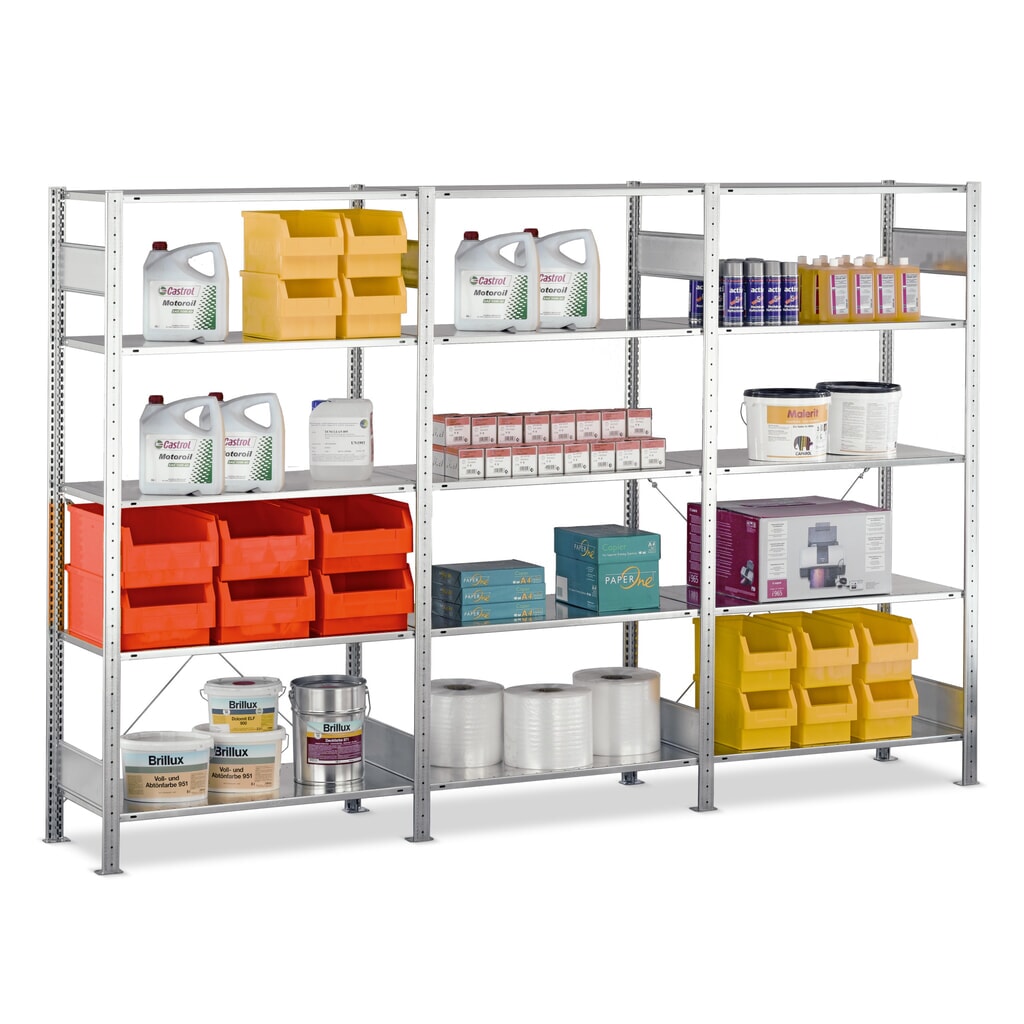 "SCHULTE Komplettpaket Fachbodenregal, Fachlast 150 kg, HxBxT 2.000 x 3.072 x 436-536 mm "