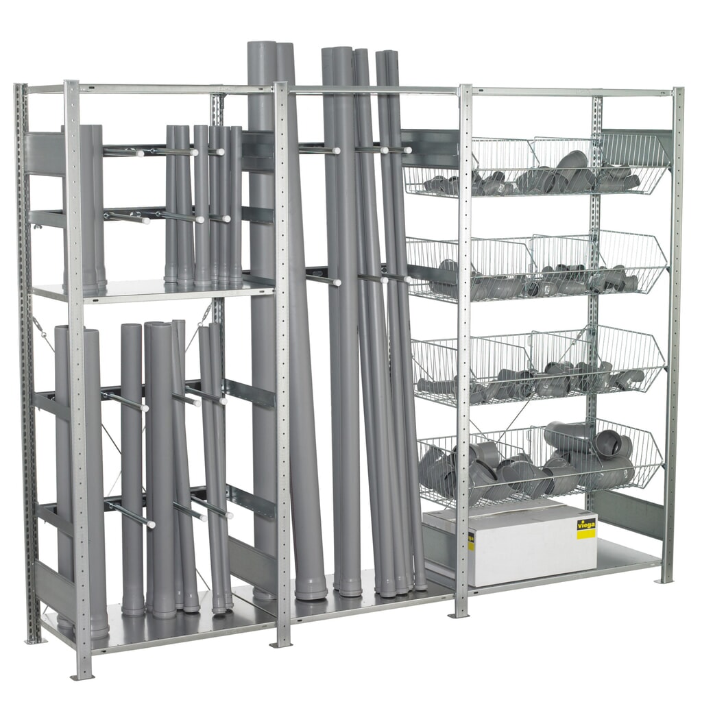 Produktabbildung: SCHULTE Vertikal- und Drahtgitterkorbregal, HxBxT 2.000 x 2.500 x 500 mm
