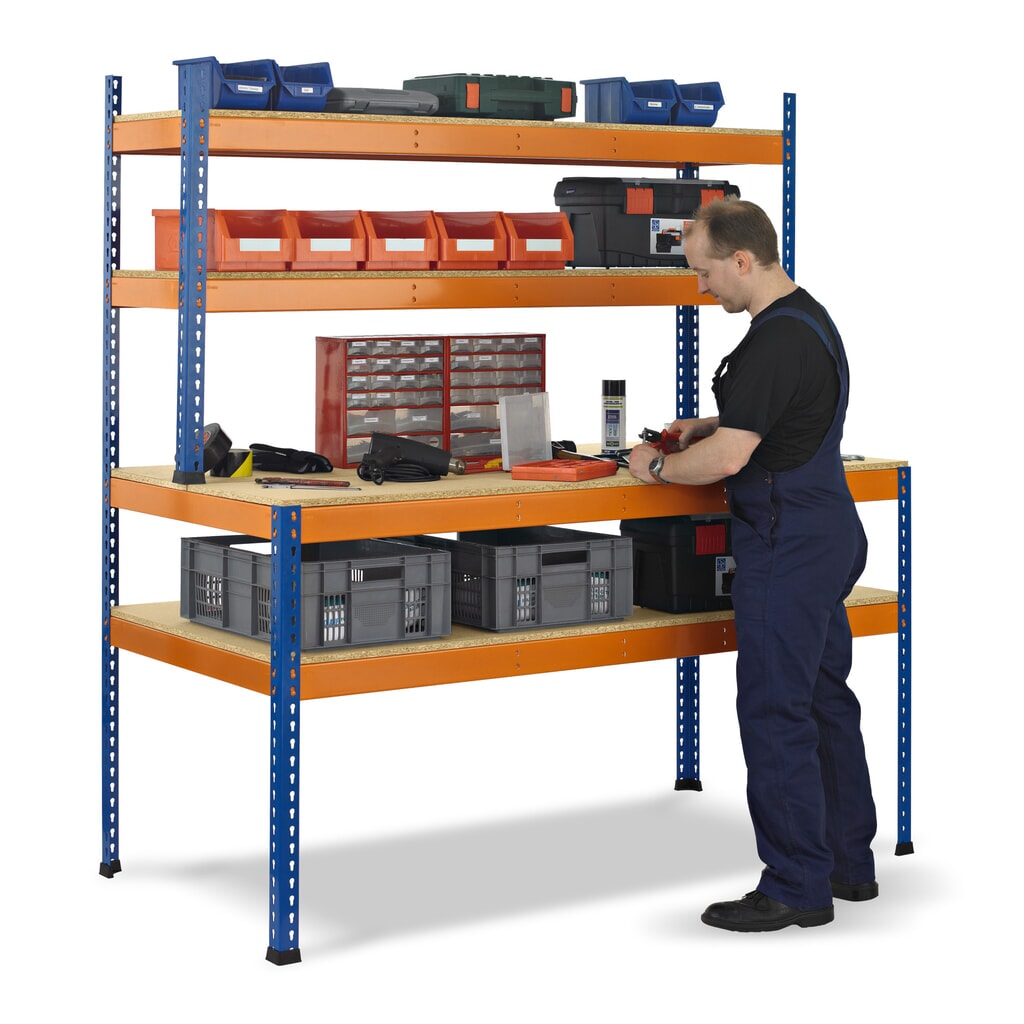 SCHULTE Werktisch mit Aufbau, Fachlast 320 kg, HxBxT 1.981/990 x 1.536 x 763/316 mm Produktabbildung Nr. 1: SCHULTE Werktisch mit Aufbau, Fachlast 320 kg, HxBxT 1.981/990 x 1.536 x 763/316 mm