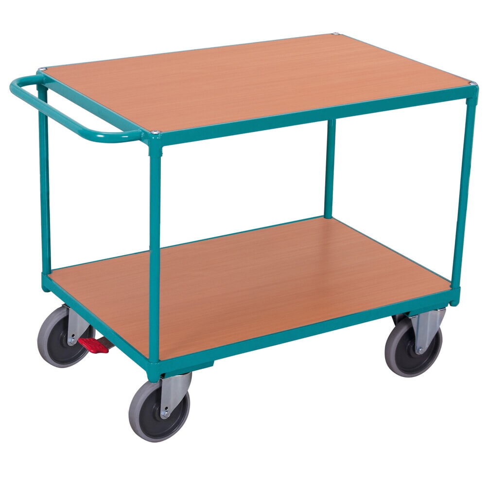 Produktabbildung: Schwerer Tischwagen Ameise®, 2 Etagen à 850 x 500 mm, mit Zentralbremse