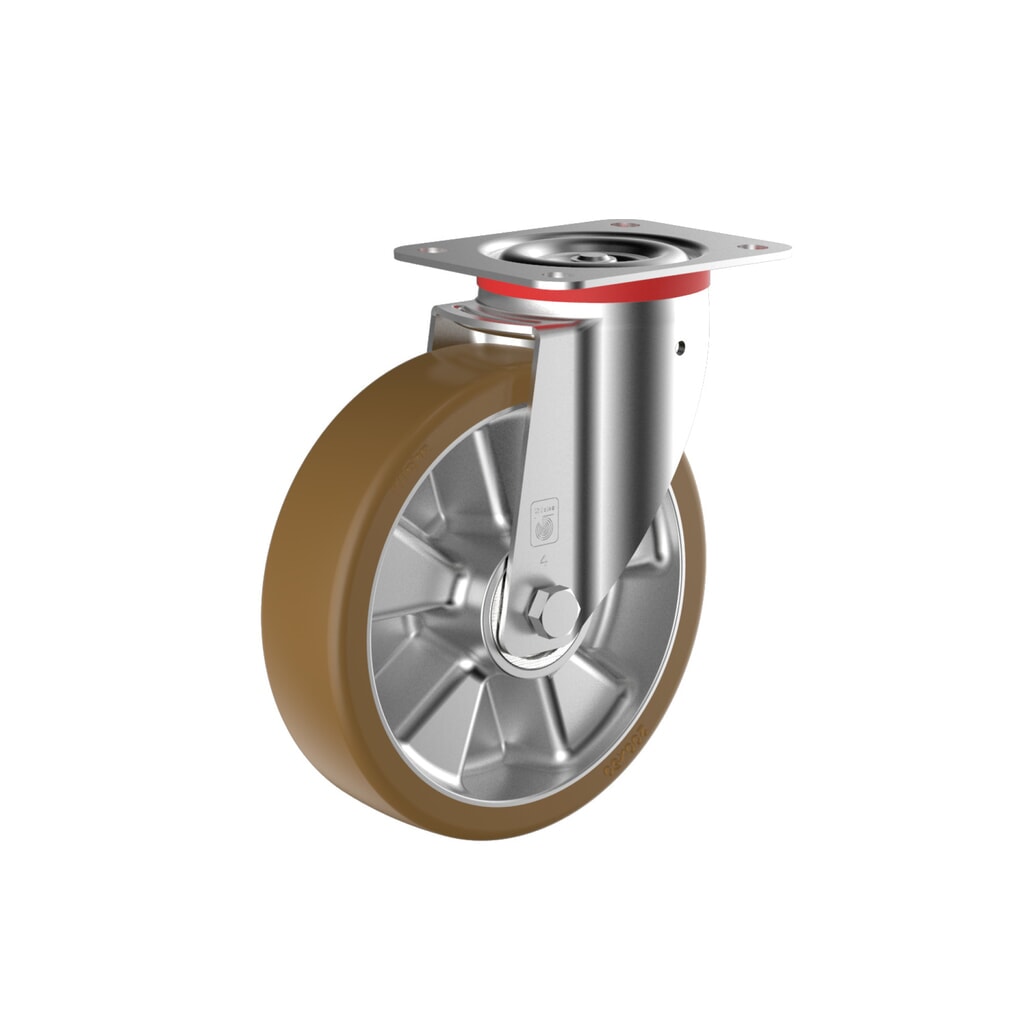 Schwerlast-Lenkrolle Wicke Topthane® PU, Ø x Breite 100 x 40 mm, Ausladung 38 mm, TK 200 kg Produktabbildung: Schwerlast-Lenkrolle Wicke Topthane® PU, Ø x Breite 100 x 40 mm, Ausladung 38 mm, TK 200 kg
