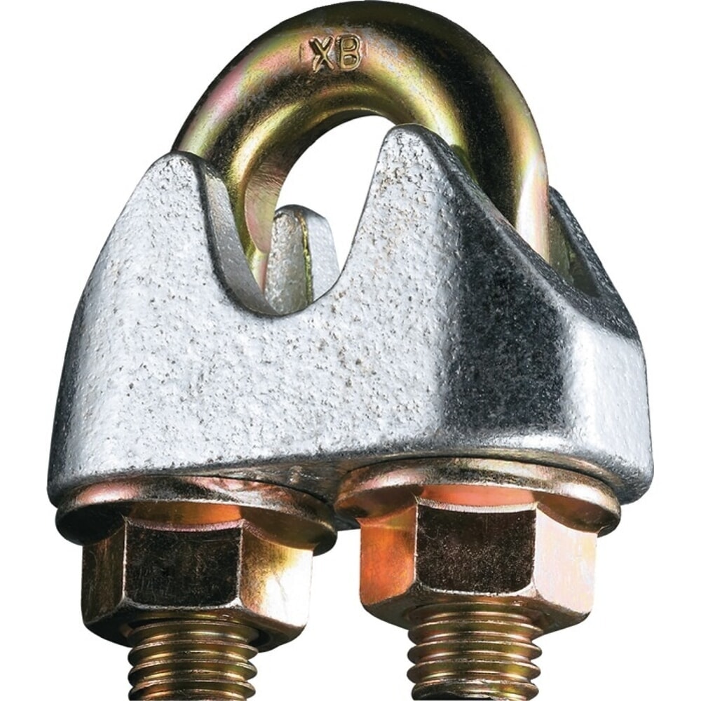Produktabbildung: Sicherheitsdrahtseilklemme DIN 1142-EN 13411-5, Nenngrösse 8,0 mm, Gewinde M8, verzinkt