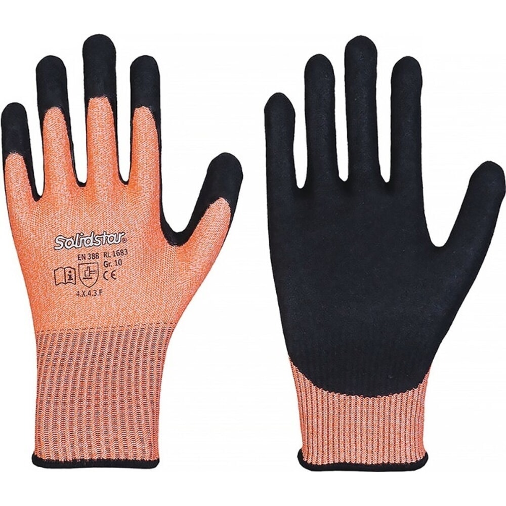 Produktabbildung: Solidstar 1683 Schnittschutzhandschuhe, Gr.10, orange/schwarz
