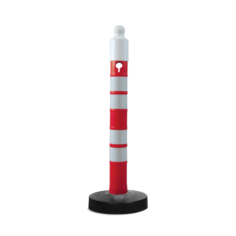 Produktabbildung: Sperrpfosten aus Polypropylen, Ø 110 mm, Fuss befüllbar, rot/retroreflektierend