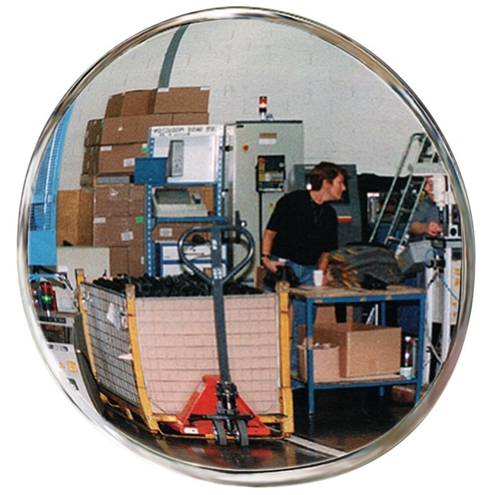 Produktabbildung: SPL Kontroll-/Sicherheitsspiegel, Rückwand schwarz mit Halterung, D.400 mm, 4 m
