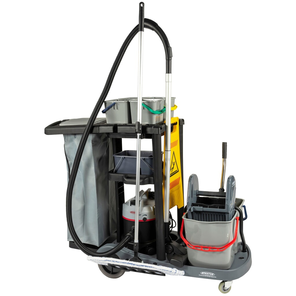 Produktabbildung: SPRiNTUS  Servicewagen Set 2, Eimer 2x 17 Liter + 4x 4 Liter, Wischmopp mit Premium-Mopp 500 mm