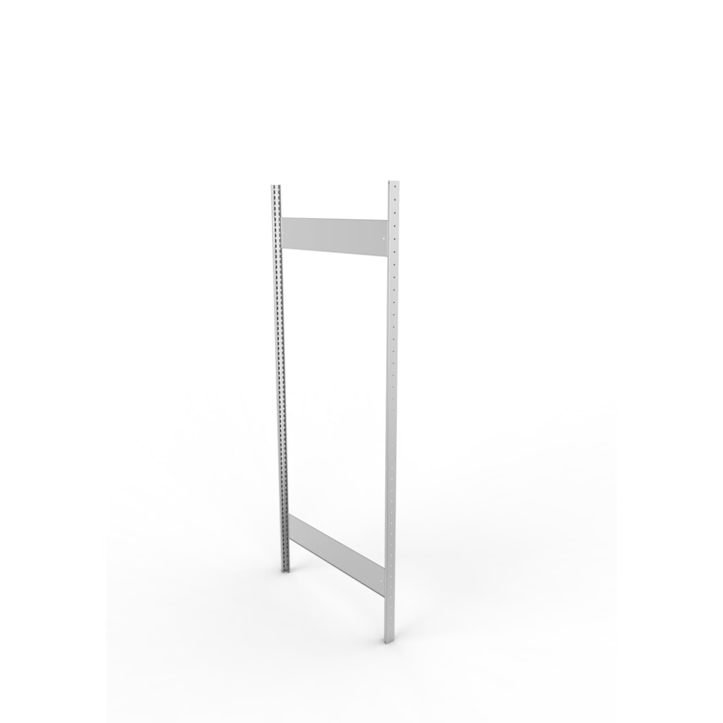 Ständerrahmen für META Fachbodenregal, geclincht, 1 Zwischenraum, HxB 2.000 x 800 mm, verzinkt Produktabbildung: Ständerrahmen für META Fachbodenregal, geclincht, 1 Zwischenraum, HxB 2.000 x 800 mm, verzinkt