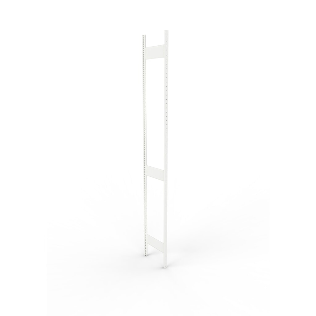 Produktabbildung: Ständerrahmen für META Fachbodenregal, geclincht, 2 Zwischenräume, HxB 3.000 x 400 mm, RAL 7035 lichtgrau