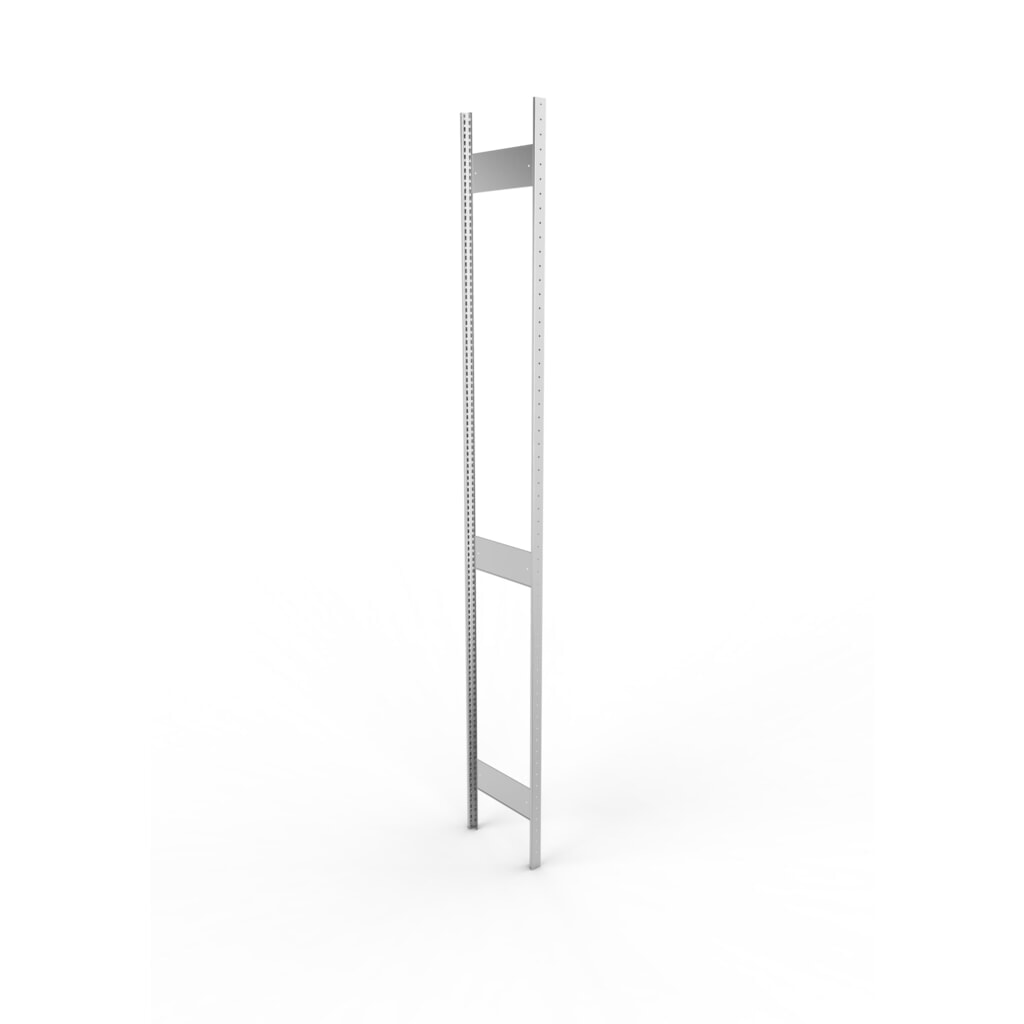 Produktabbildung: Ständerrahmen für META Fachbodenregal, geclincht, 2 Zwischenräume, HxB 3.000 x 400 mm, verzinkt