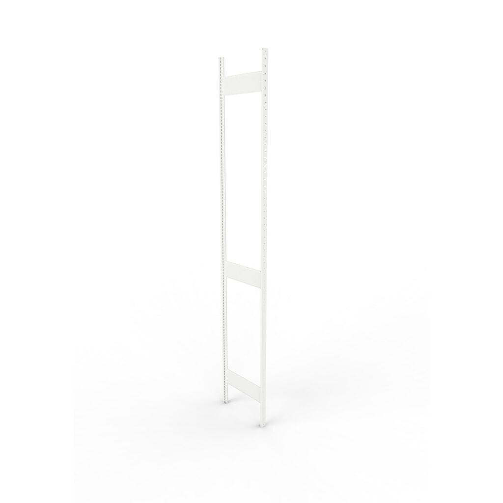 Ständerrahmen für META Fachbodenregal, geclincht, 2 Zwischenräume, HxB 3.000 x 500 mm, RAL 7035 lichtgrau Produktabbildung: Ständerrahmen für META Fachbodenregal, geclincht, 2 Zwischenräume, HxB 3.000 x 500 mm, RAL 7035 lichtgrau