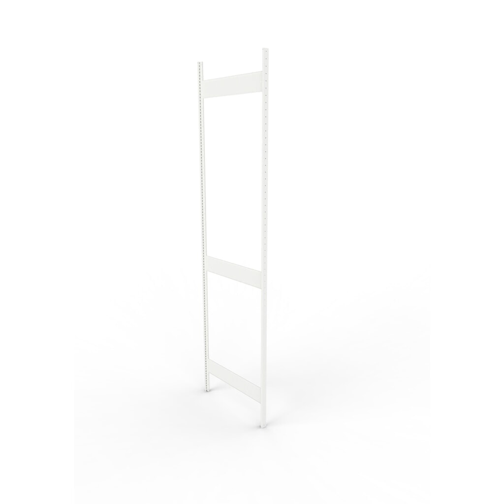 Ständerrahmen für META Fachbodenregal, geclincht, 2 Zwischenräume, HxB 3.000 x 800 mm, RAL 7035 lichtgrau Produktabbildung: Ständerrahmen für META Fachbodenregal, geclincht, 2 Zwischenräume, HxB 3.000 x 800 mm, RAL 7035 lichtgrau