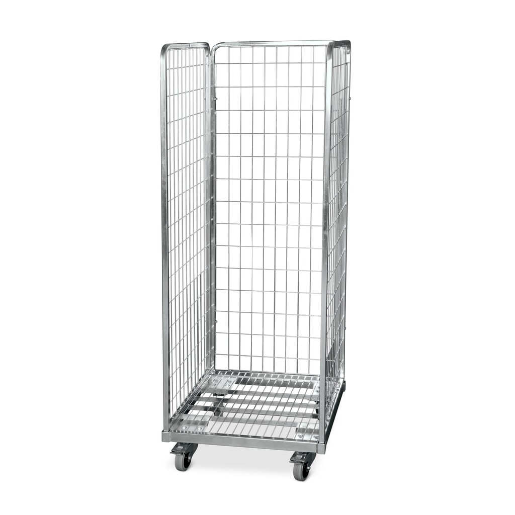 Produktabbildung: Stahl-Rollbehälter in Euro-Mass, 3-seitig, Ladefläche BxT 560 x 580 mm