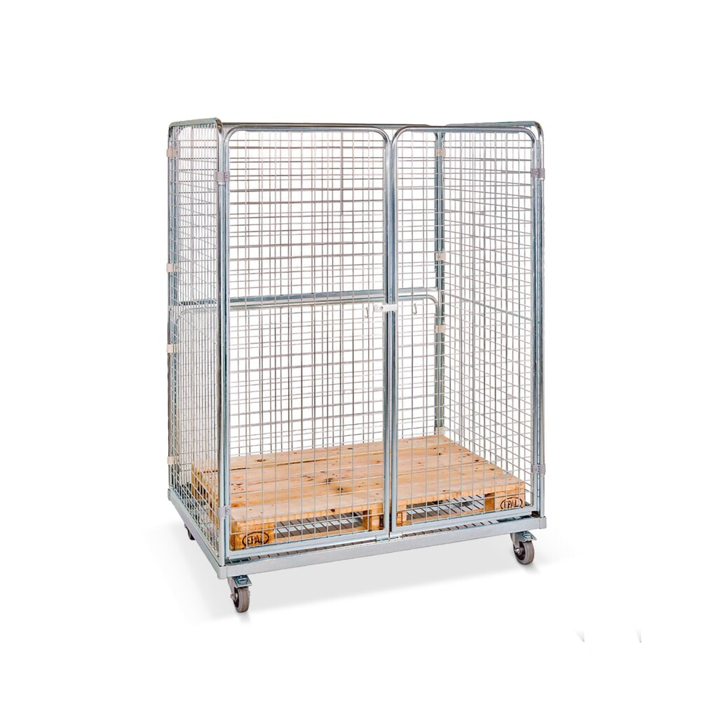Produktabbildung: Stahl-Rollbehälter in Euro-Mass, 4-seitig, Ladefläche 1.298 x 887 mm