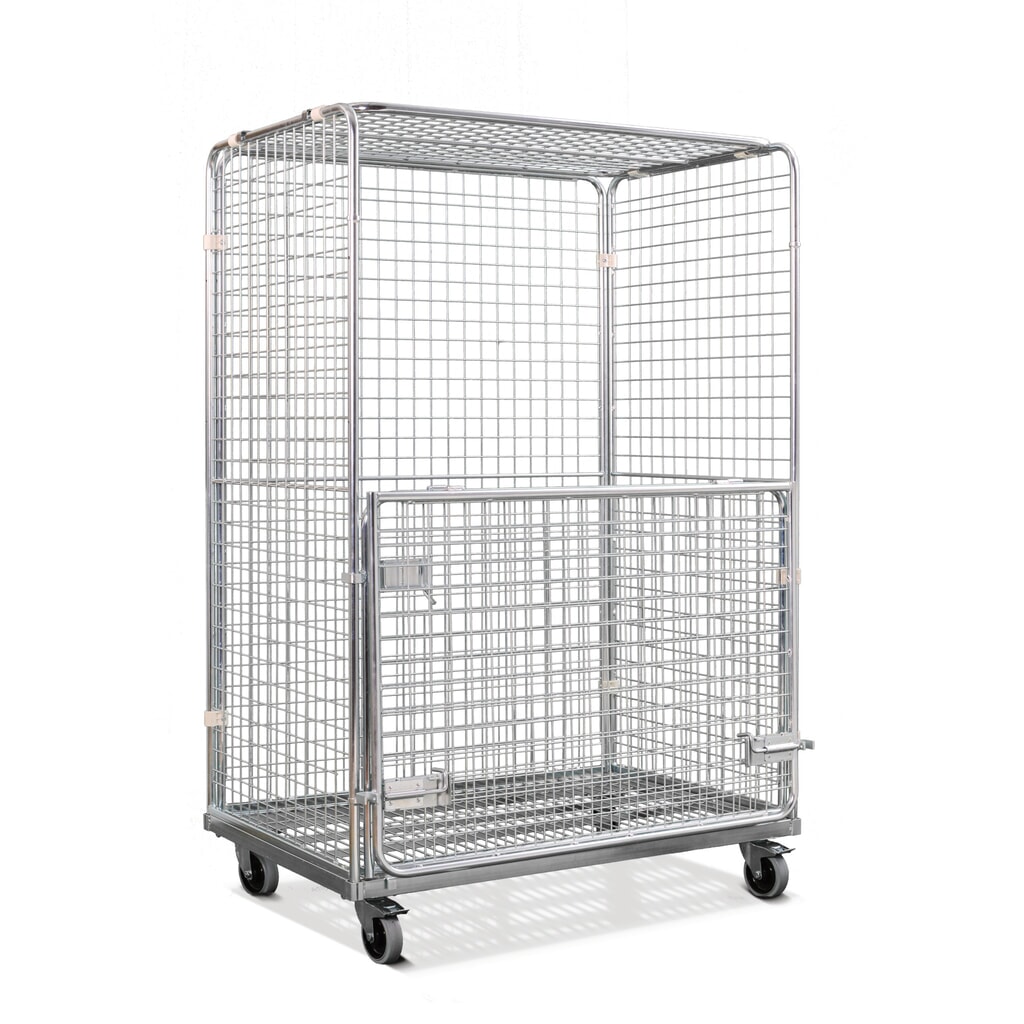 Stahl-Rollbehälter in Euro-Mass, 4-seitig mit klappbarer Vorderwand, Ladefläche 1.150 x 750 mm Produktabbildung: Stahl-Rollbehälter in Euro-Mass, 4-seitig mit klappbarer Vorderwand, Ladefläche 1.150 x 750 mm