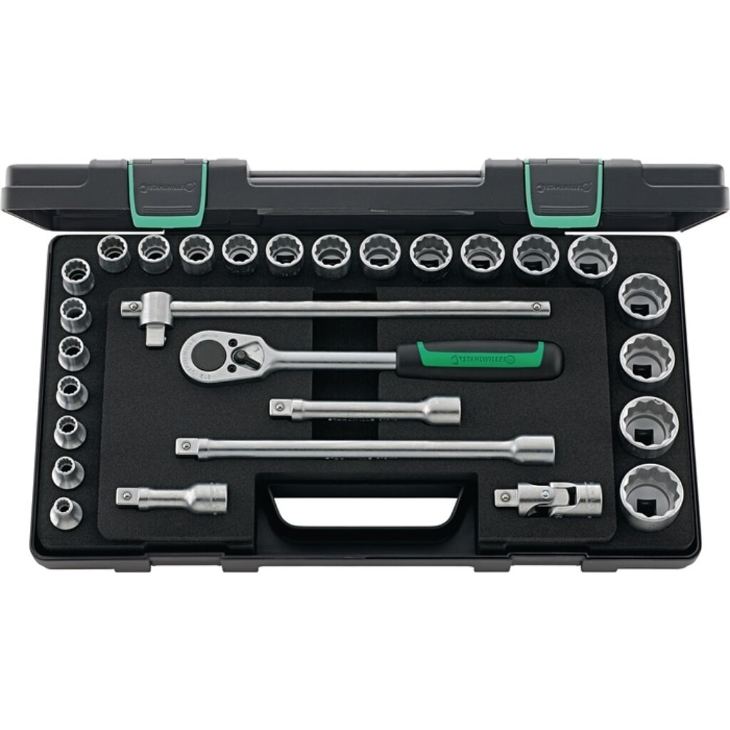 Produktabbildung: STAHLWILLE Steckschlüsselsatz 50/22/6 28-tlg.1/2 Zoll SW 8-32mm Z.36 12KT
