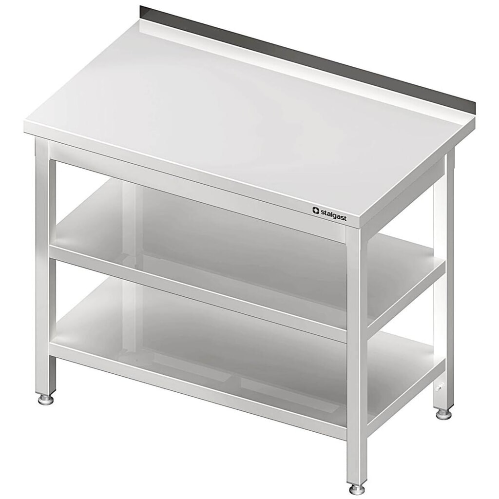 Stalgast Arbeitstisch mit Grund- und Zwischenboden, 400x600x850 mm, mit Aufkantung, verschweisst Produktabbildung: Stalgast Arbeitstisch mit Grund- und Zwischenboden, 400x600x850 mm, mit Aufkantung, verschweisst