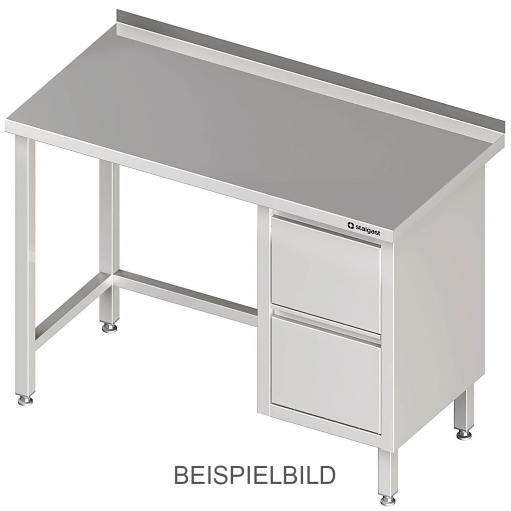 Stalgast Arbeitstisch ohne Grundboden, 800x600x850 mm, mit 2er Schubladenblock links, mit Aufkantung, verschweisst Produktabbildung: Stalgast Arbeitstisch ohne Grundboden, 800x600x850 mm, mit 2er Schubladenblock links, mit Aufkantung, verschweisst