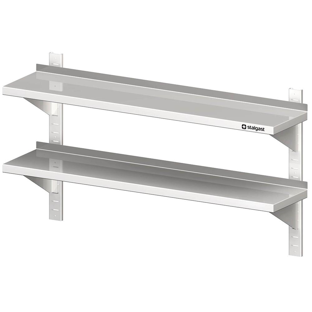 Produktabbildung: Stalgast Doppel-Wandbord mit Konsolen, und Wandschienen, 600x300x660 mm, höhenverstellbar, verschweisst