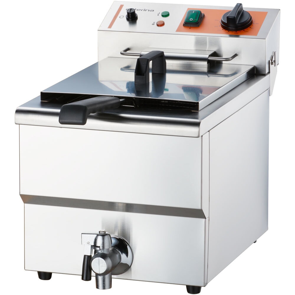 Produktabbildung: CATERINA Stalgast Fritteuse, 8 Liter, mit Ablasshahn 300x510x390 mm (BxTxH), 3 kW 230V