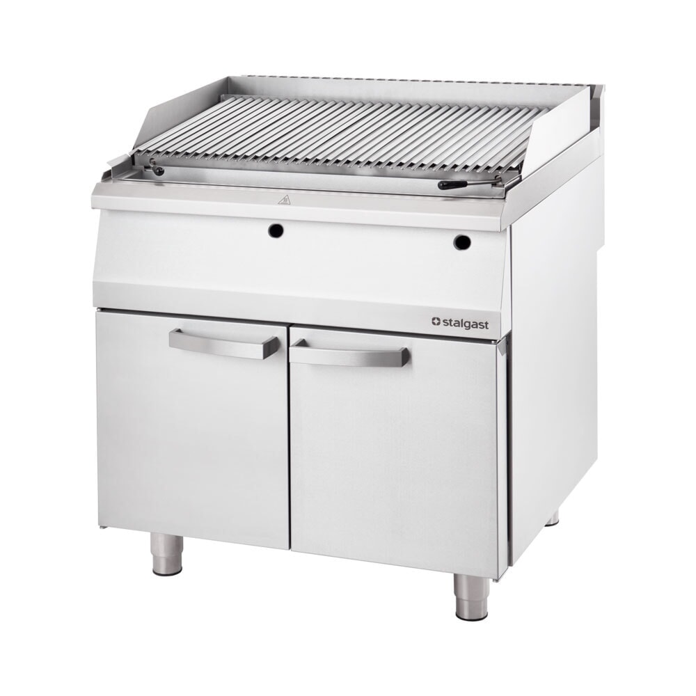 Produktabbildung Nr. 1: Stalgast Lavastein-Grill mit V-Rost für Fleisch und Gemüse, Serie 700 ND, 800 mm