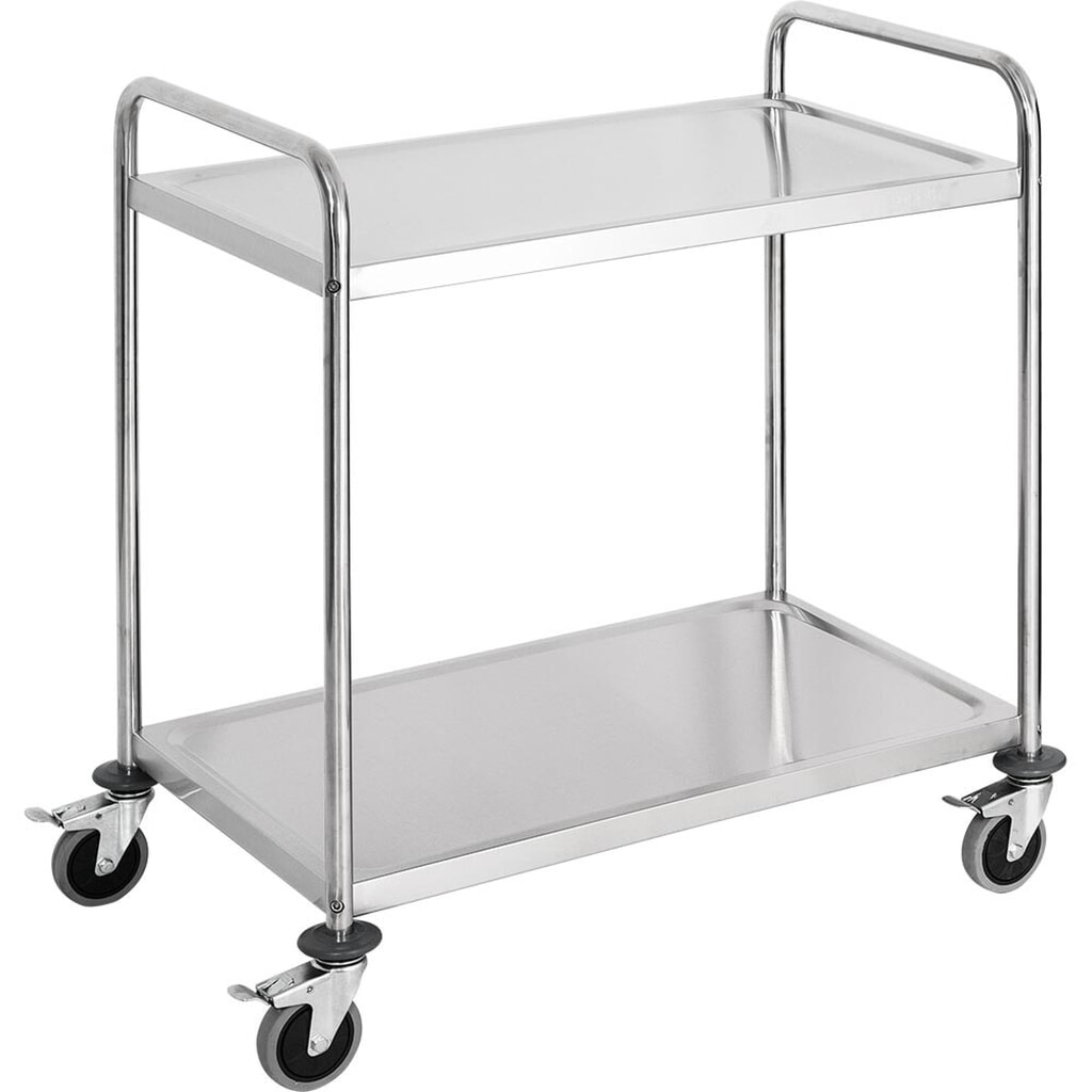Produktabbildung: Stalgast Servierwagen aus Edelstahl, mit zwei Borden, 860 x 540 x 920 mm (BxTxH)