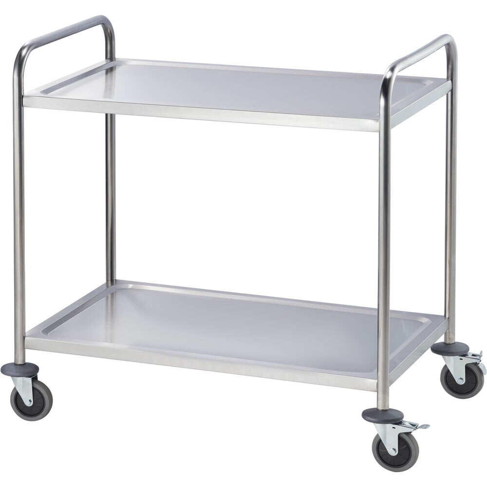 Produktabbildung: Stalgast Servierwagen aus Edelstahl, mit zwei Borden, 860 x 540 x 940 mm (BxTxH)