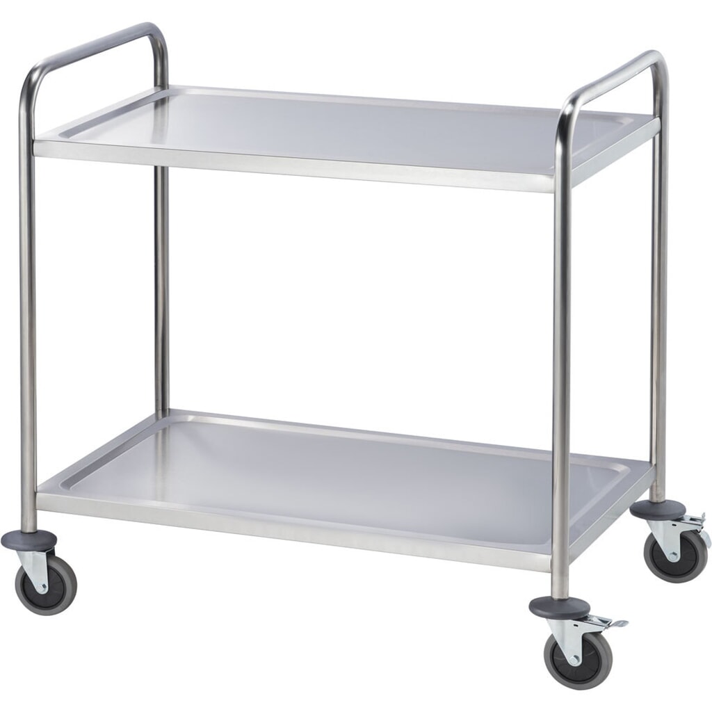 Produktabbildung: Stalgast Servierwagen aus Edelstahl, mit zwei Borden, 860 x 540 x 940 mm (BxTxH)