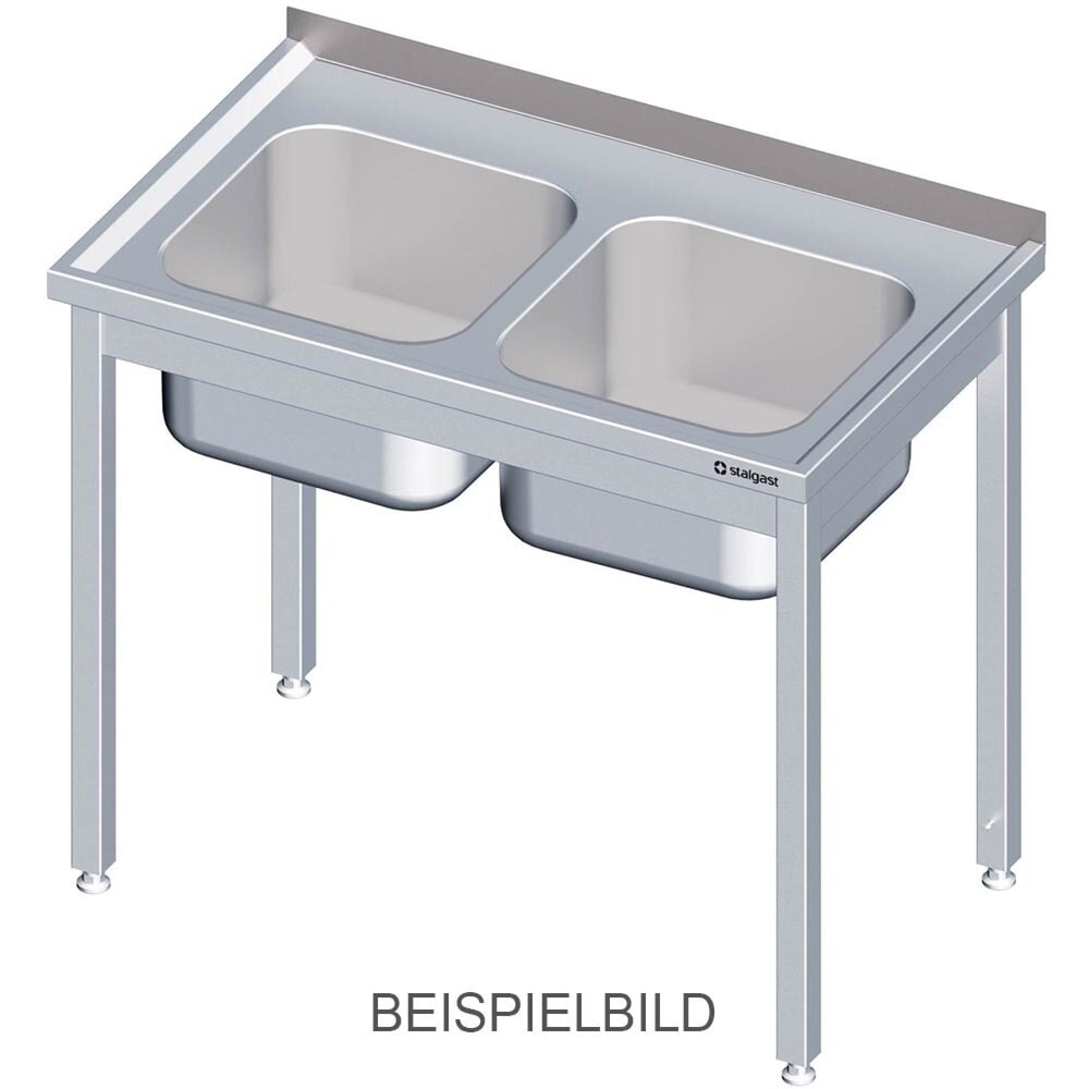 Produktabbildung: Stalgast Spültisch ohne Grundboden 1300x600x850 mm, mit zwei Becken links, mit Aufkantung, verschweisst