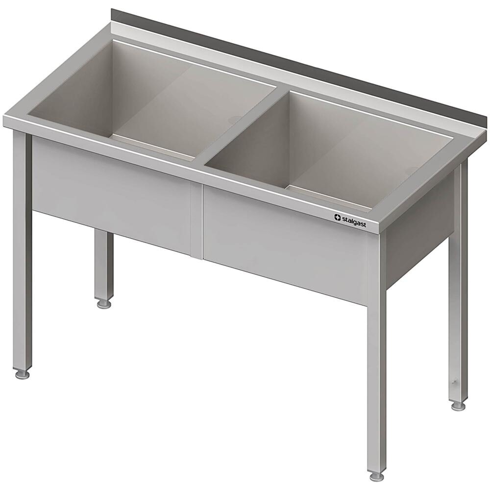 Produktabbildung Nr. 2: Stalgast Topfspüle mit zwei Becken, 1200x600x850 mm, 300 mm Beckenhöhe, mit Aufkantung, verschweisst