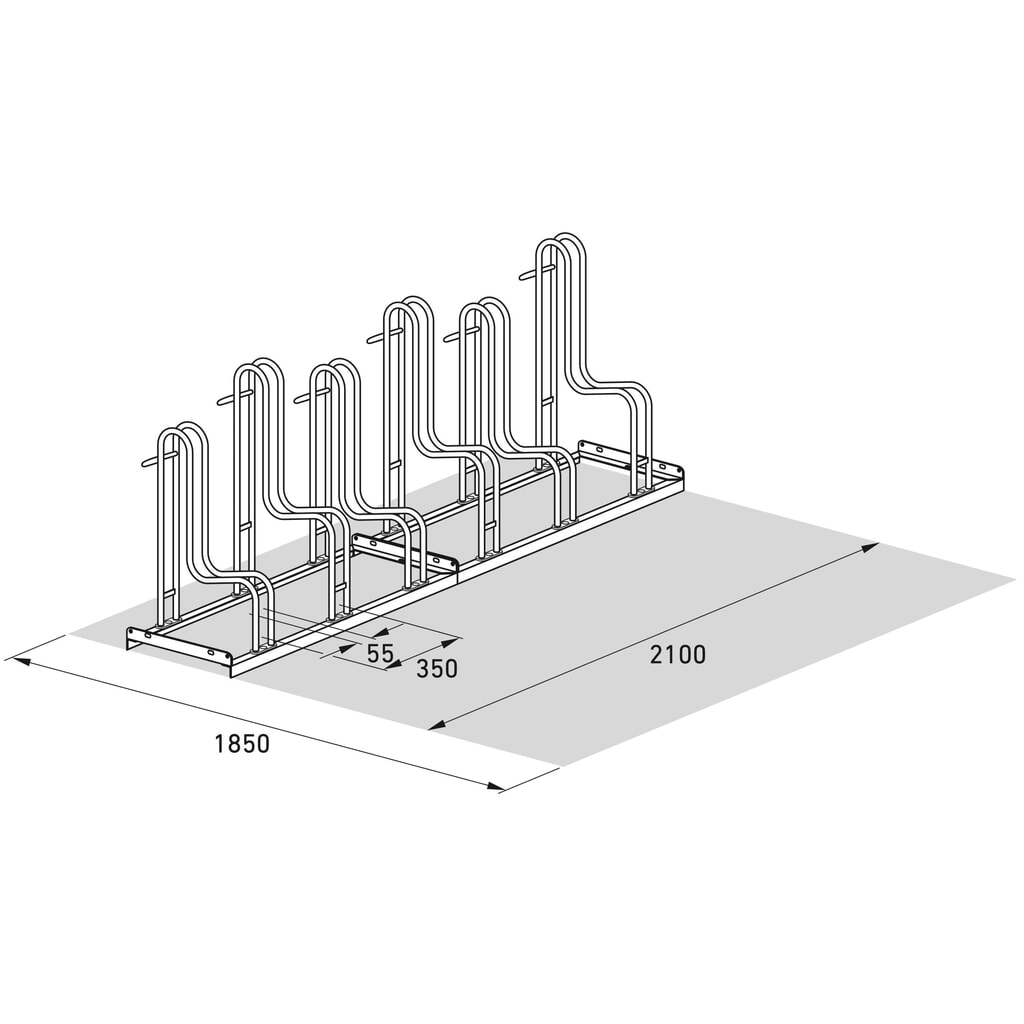 wsm® Standparker, 1-seitig, 6 Stellplätze, verzinkt Produktabbildung Nr. 6: wsm® Standparker, 1-seitig, 6 Stellplätze, verzinkt
