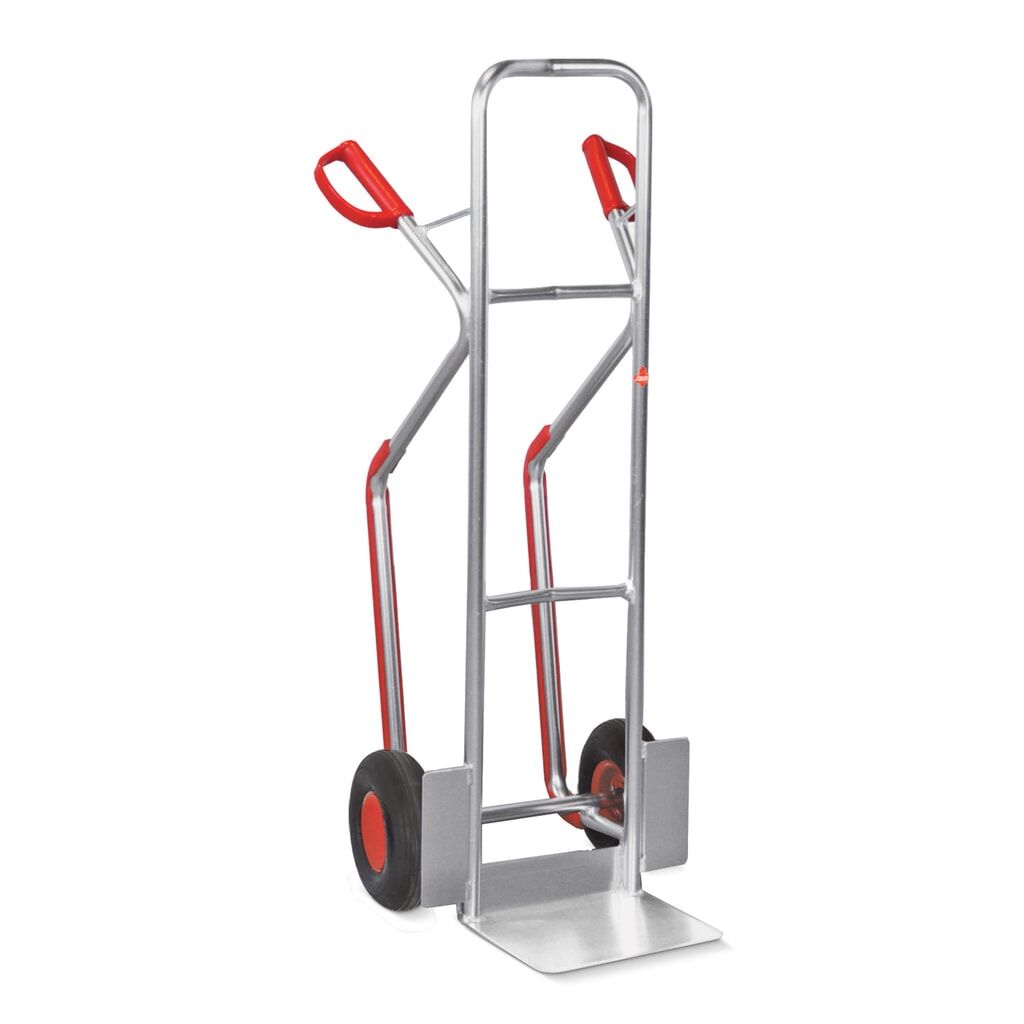 Produktabbildung: Stapelkarre Ameise®, Aluminium, mit Gleitkufen, TK 200 kg, Schaufel BxT 320 x 250 mm, Luft-Bereifung